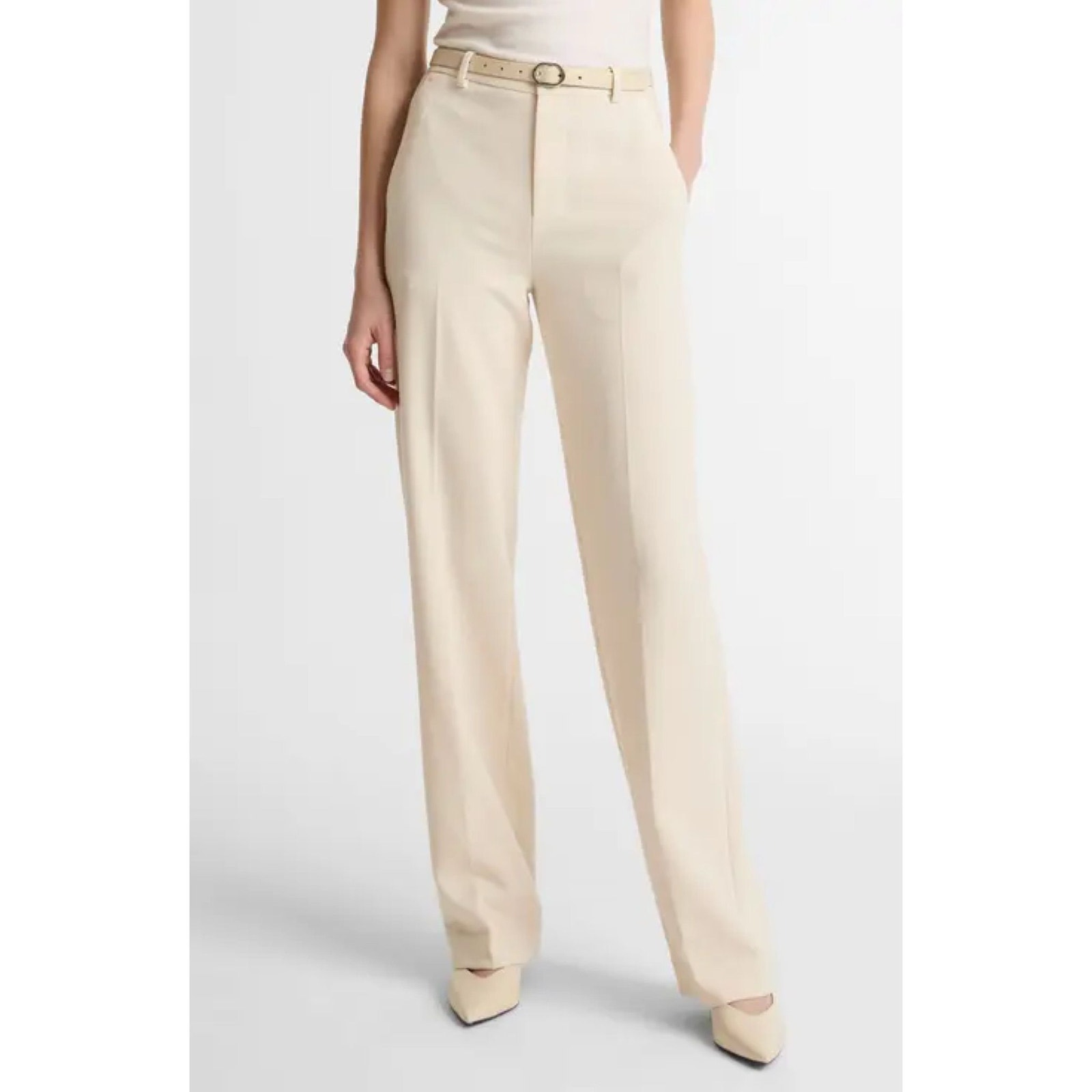 Vince Cream High Rise Straight Leg Trousers Pants Size 8